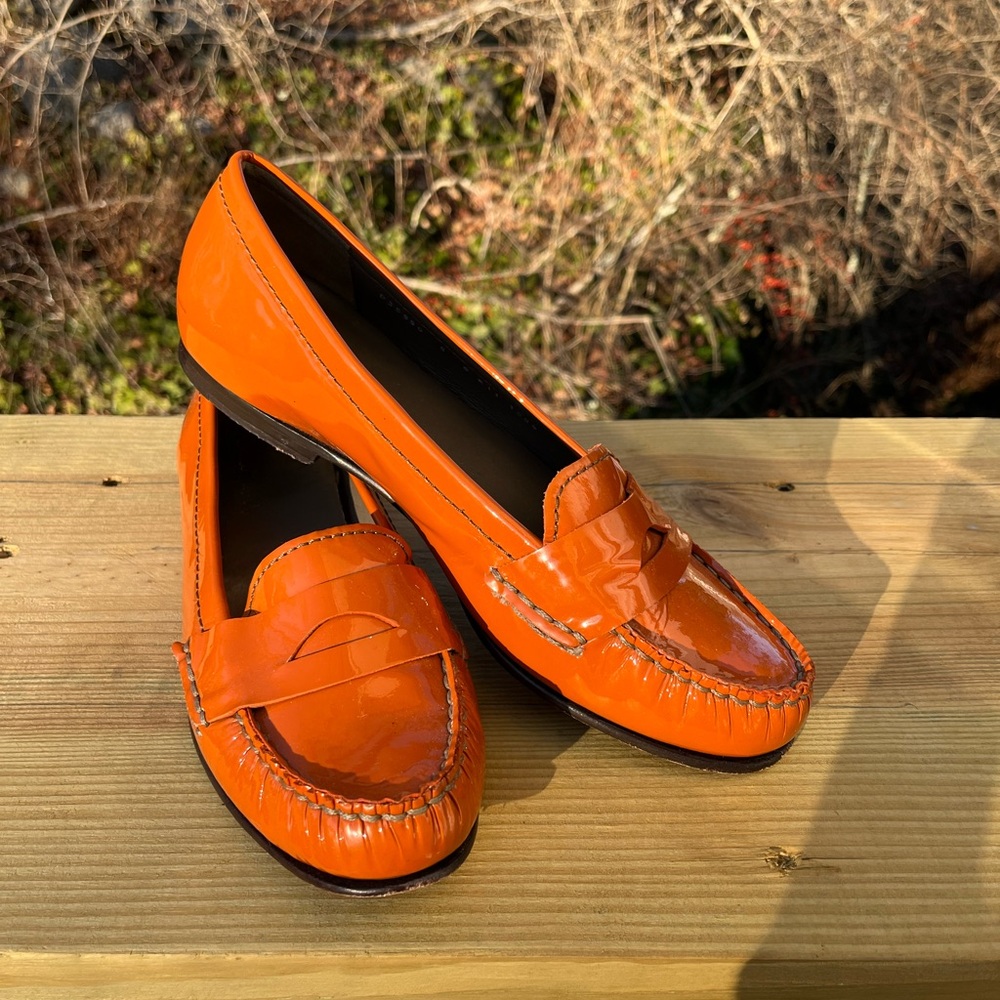 Cole Haan Orange Patent Leather Loafers